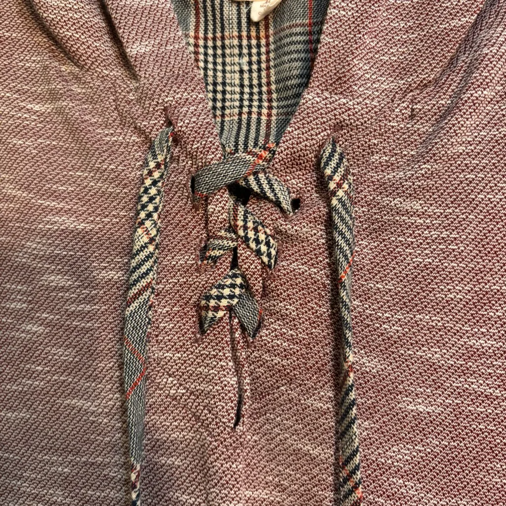 Hem & Thread womens lace up lightweight hoodie red M - Image 2