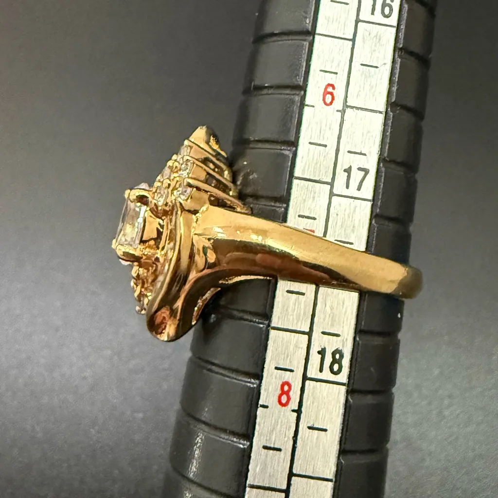 Vintage 925 Gold Over Sterling Silver Vermeil Engagement Fashion Ring Size 7 5g. - Image 11