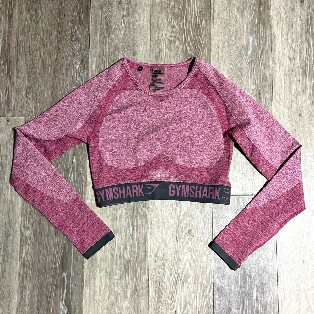 Gymshark Long Sleeve Flex Crop Top in Pink Size Small - Image 2