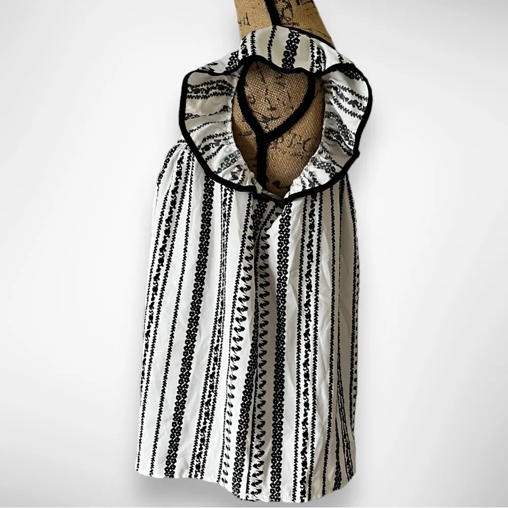 EMERY ROSE Black and White Cap Flounce Sleeve Boho Top XL | EUC - Image 3