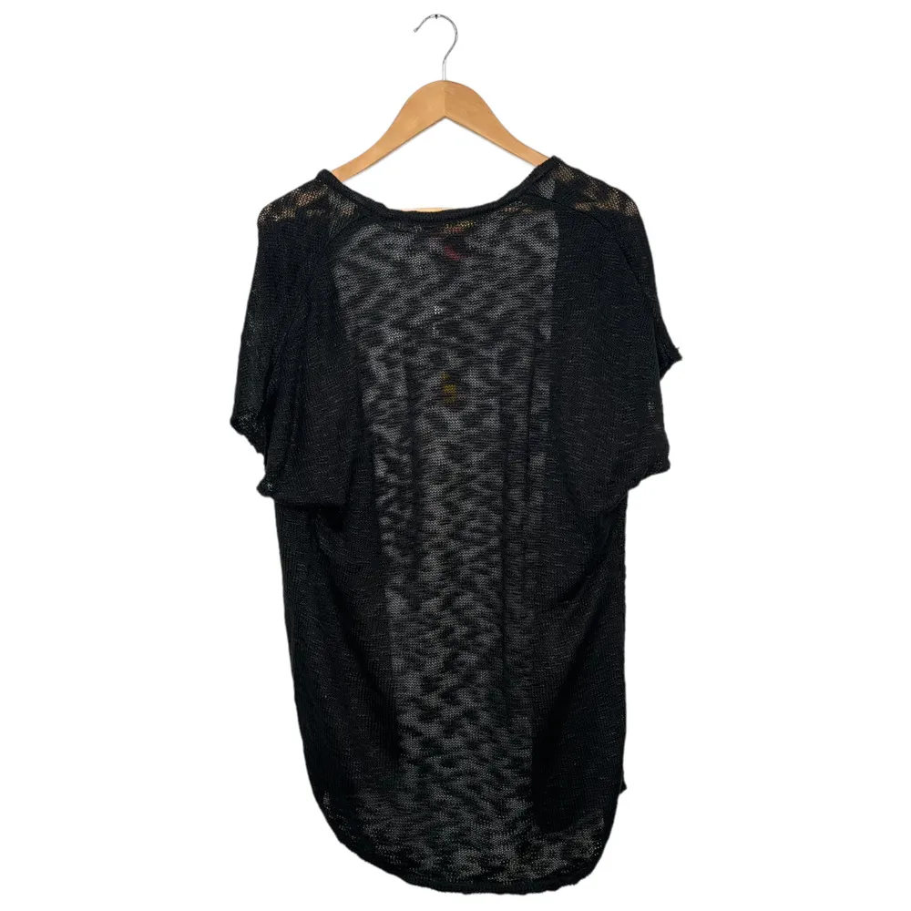 New Catherine Malandrino Short Sleeve Slub Melange Open Cardigan Black S - Image 4