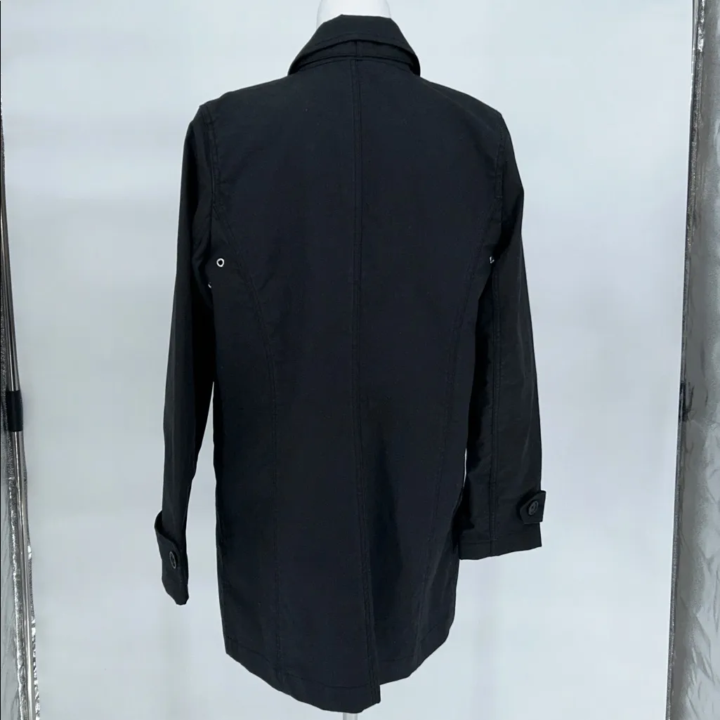GAP Black Trench Coat Women’s Size M Classic Button Front Jacket - Image 7