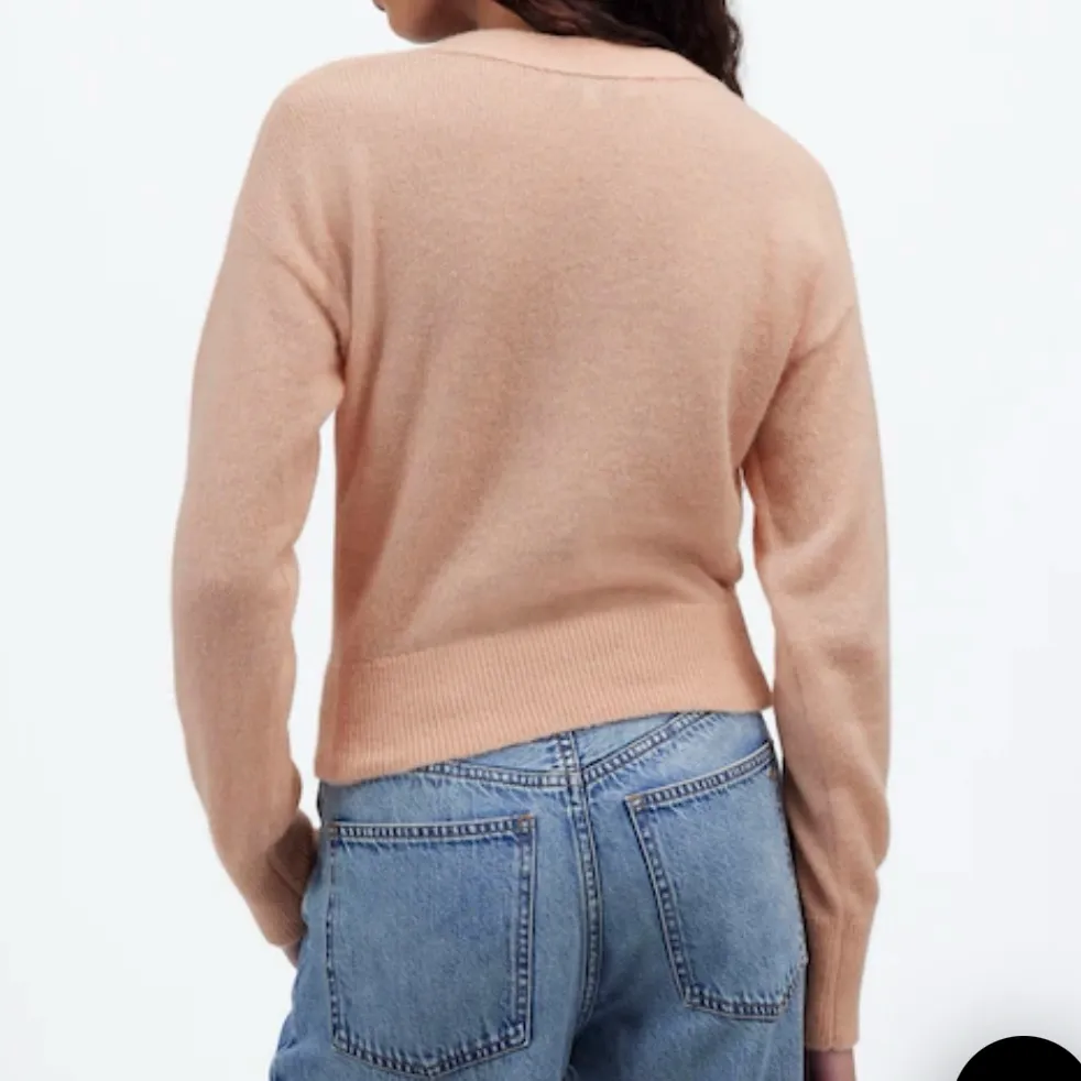 Madewell Alpaca Blend V-Neck Drop Shoulders Cropped Cardigan Hthr Pale Blush XS - Image 6