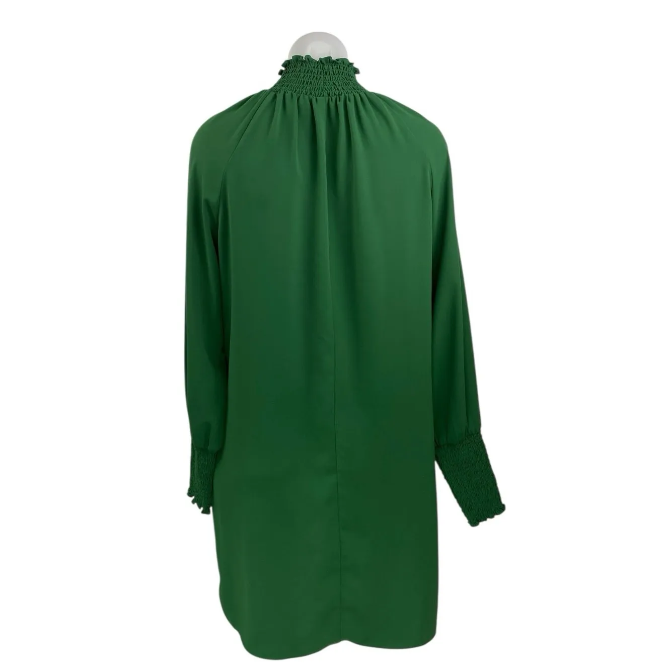 Amanda Uprichard Naoemi Green Ruffle High Neck Long Sleeve Mini Shift Dress Sz M - Image 3