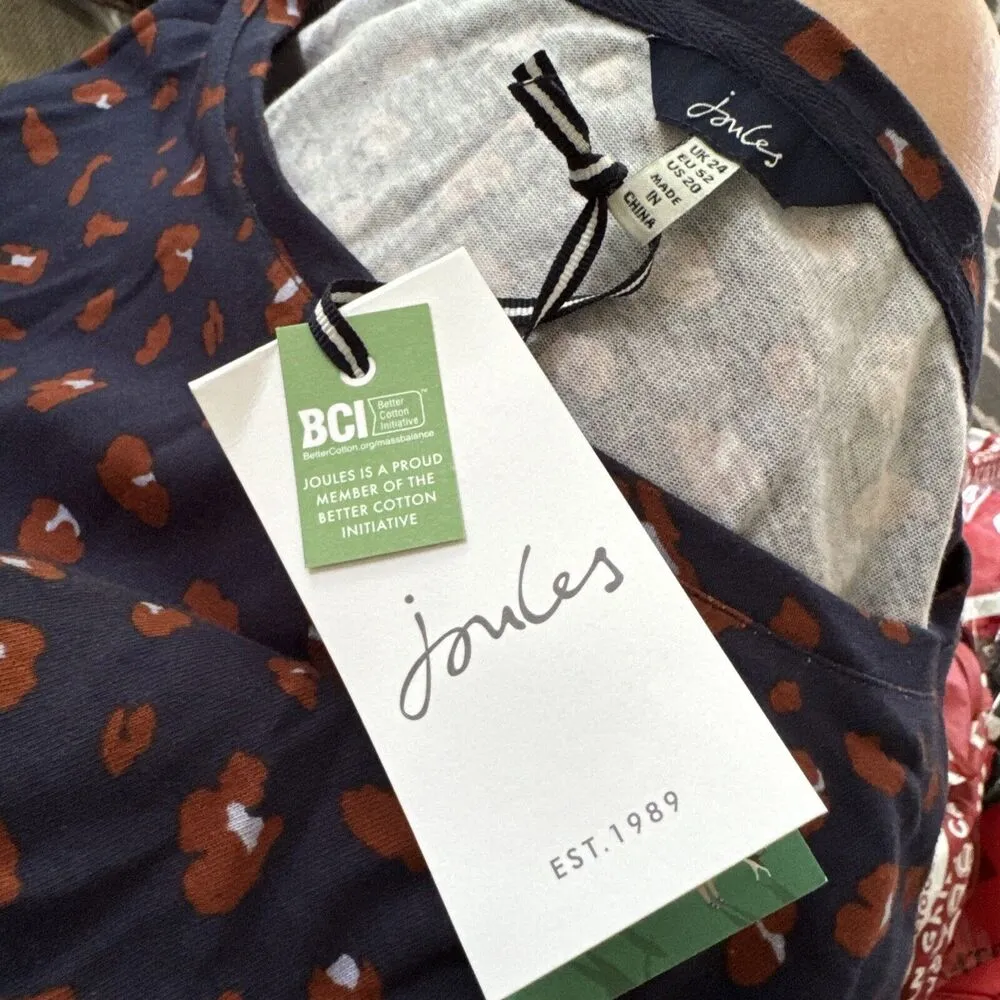Joules Harbour Blue Animal Print 3/4 Length Sleeve Top Size 20 100% Cotton - Image 4