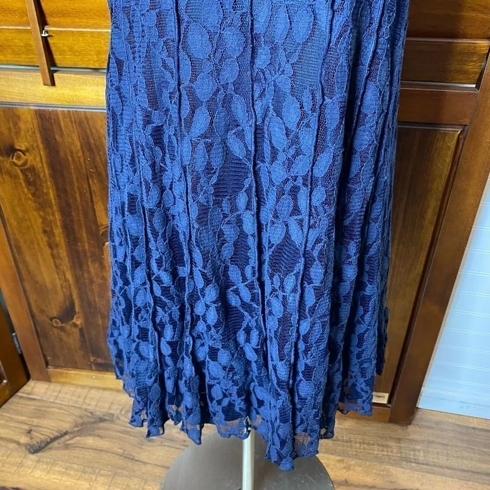 Jessica Howard Navy Lace Shoulder Ruffle Cocktail Dress - Image 8