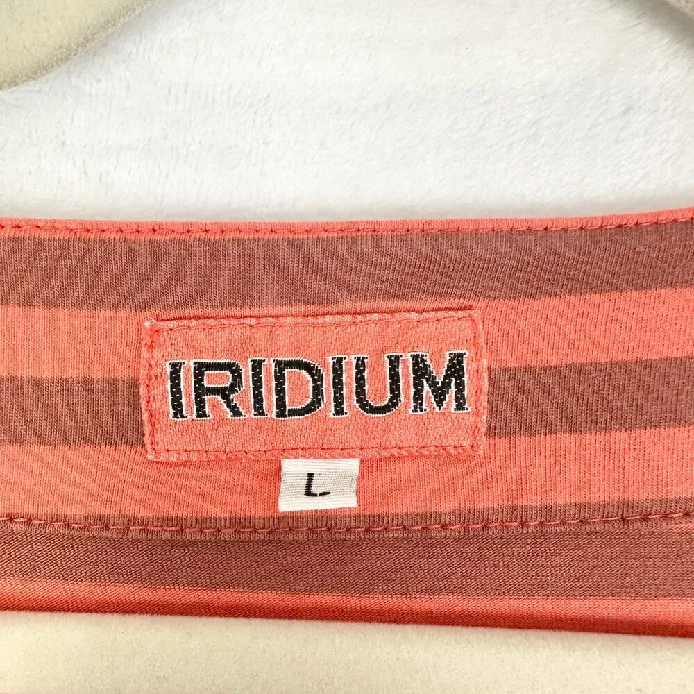 Iridium Stripe Top Size Large Cotton 3/4 Sleeve Coral Lagenlook Notch V - Image 3