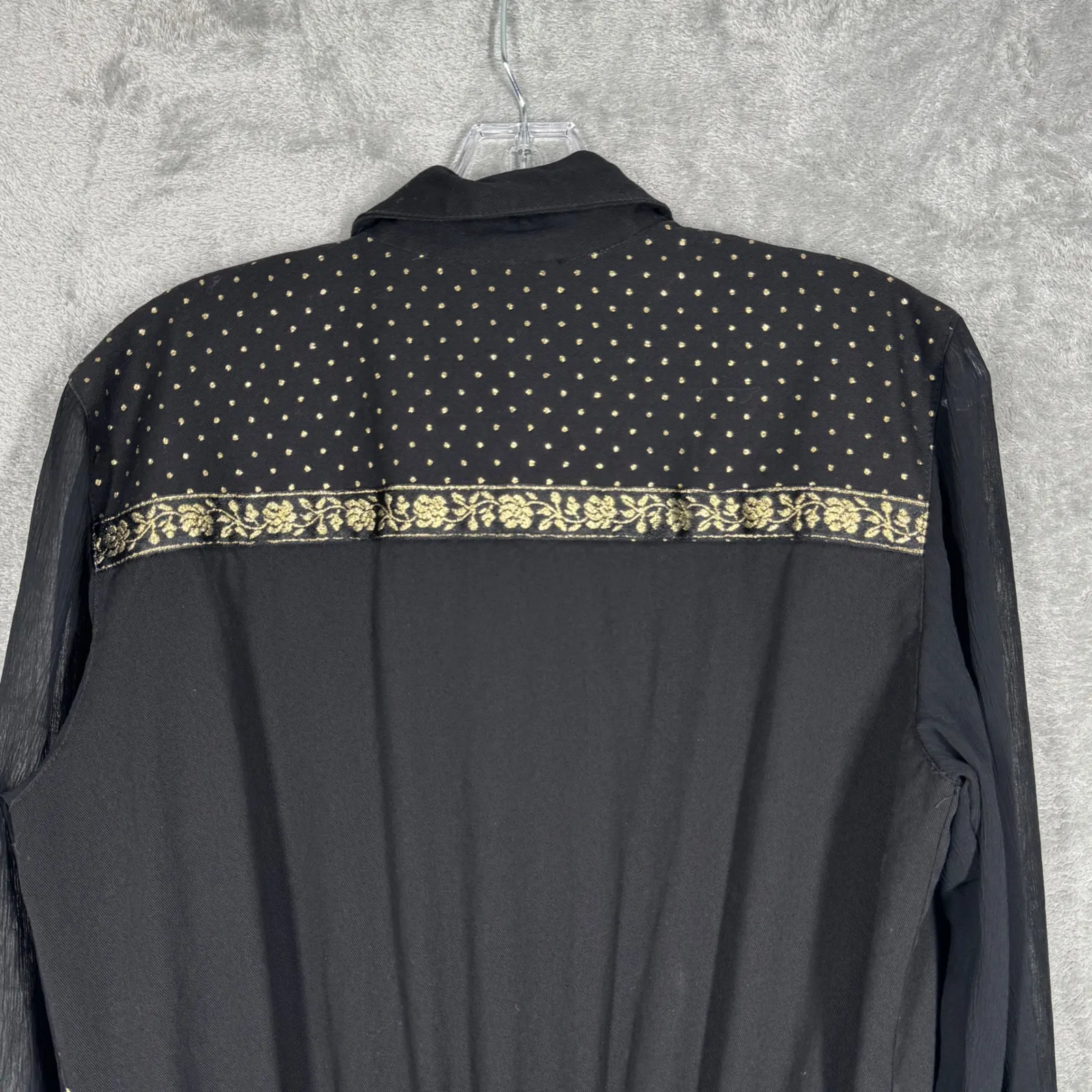 d.frank Jumpsuit Women Black Gold Embellished Long Sleeve Belted‎ Vintage - Image 6