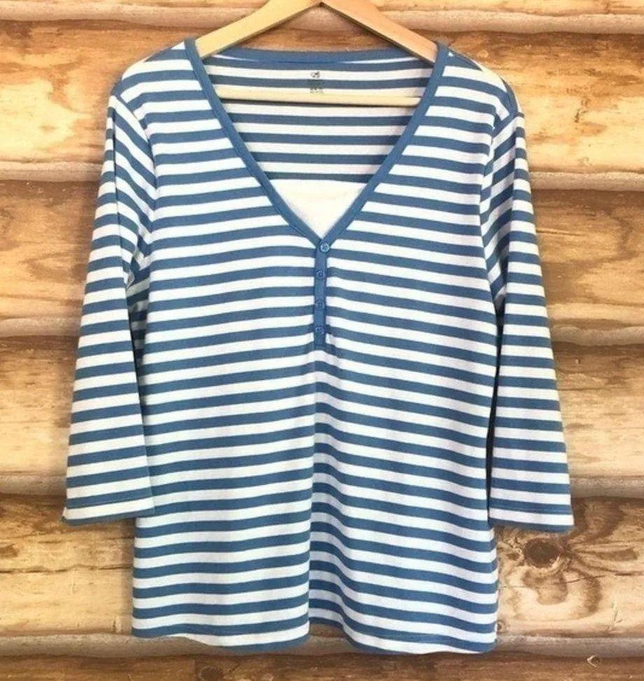 Bobbie Brooks striped mock layered v-neck size medium - Image 7
