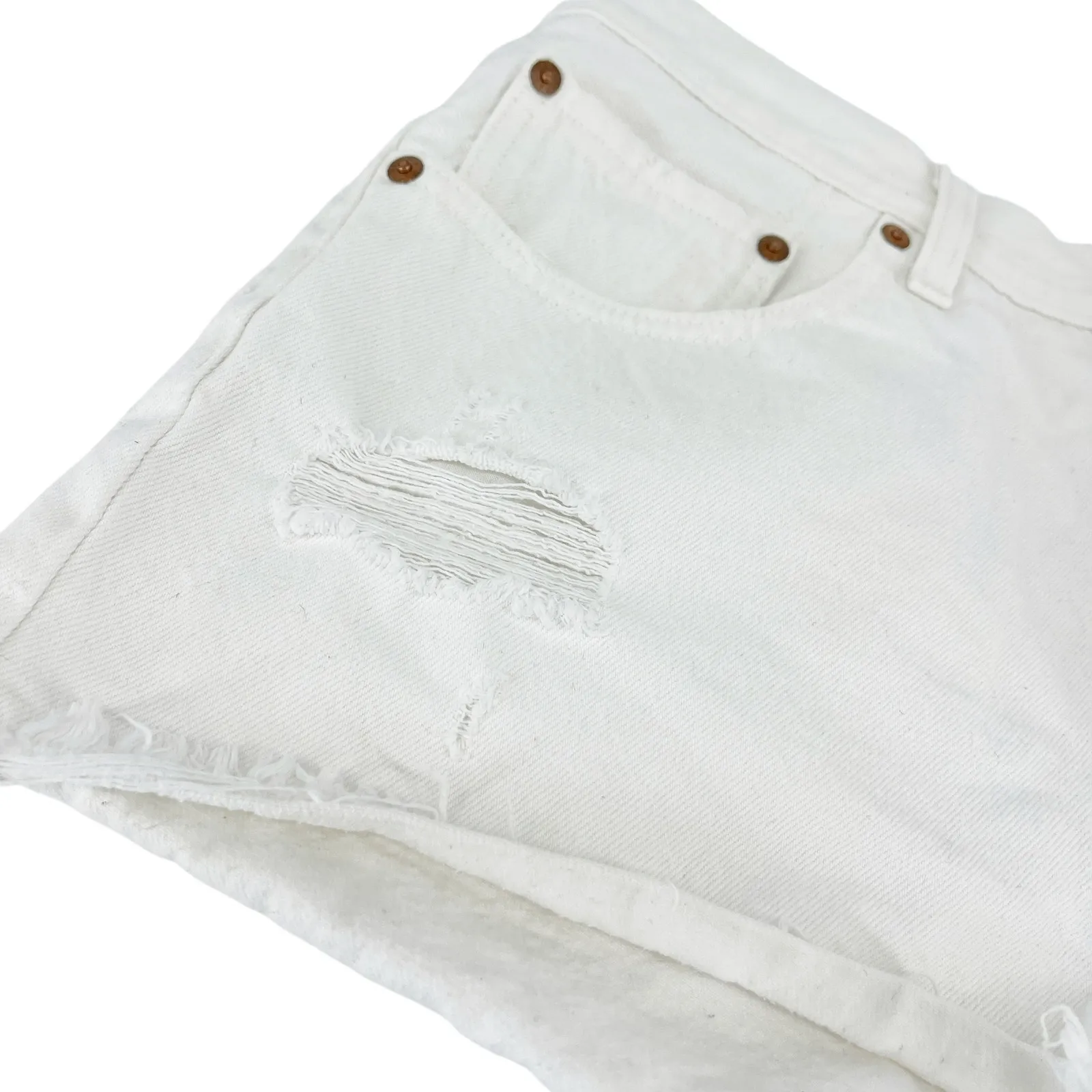 Levi's Premium 501 Original Fit High Rise Shorts Cut Offs White Size 30 - Image 9