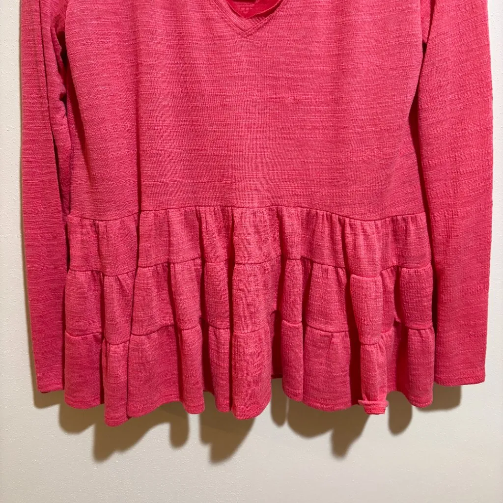 Anthropologie Deletta Thea Tiered Long Sleeve Top Pink V Neck - Image 5