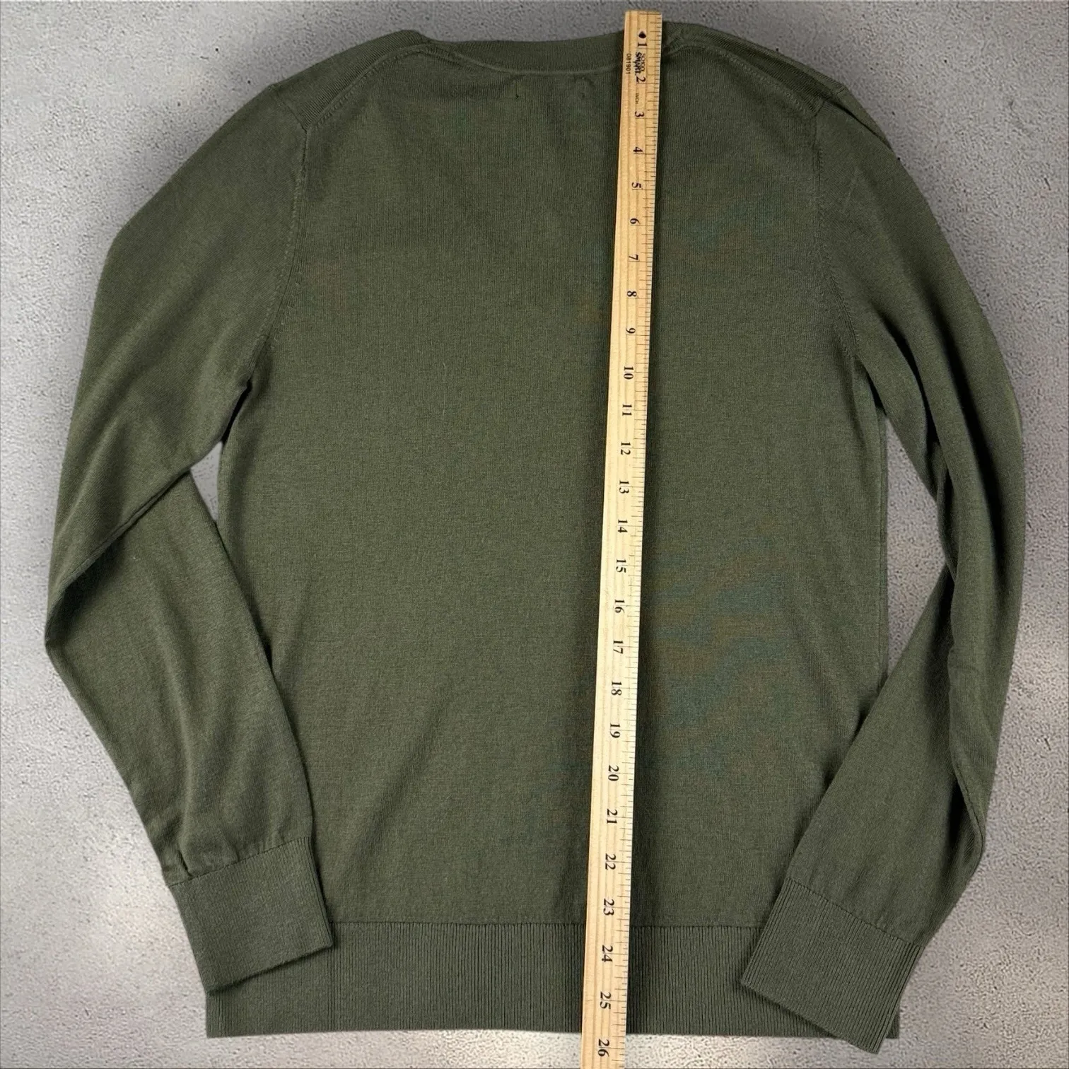 Quince Lightweight Cotton Cashmere V-Neck Sweater Olive Green Size M Capsule - Image 7