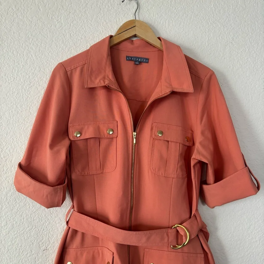 Sharagano Women's Short Sleeve Casual Shirt Dress with Front Pockets Size 14 - Image 6