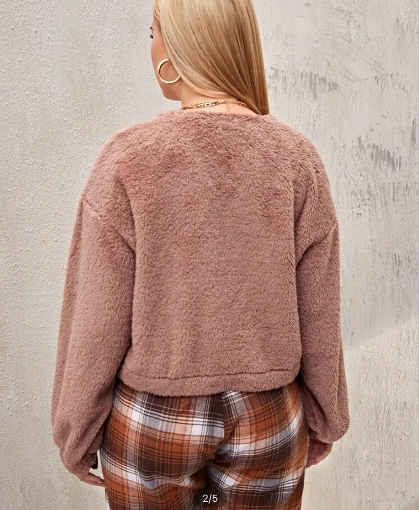 Fuzzy Faux Fur Cardigan with matching tube top - Image 3