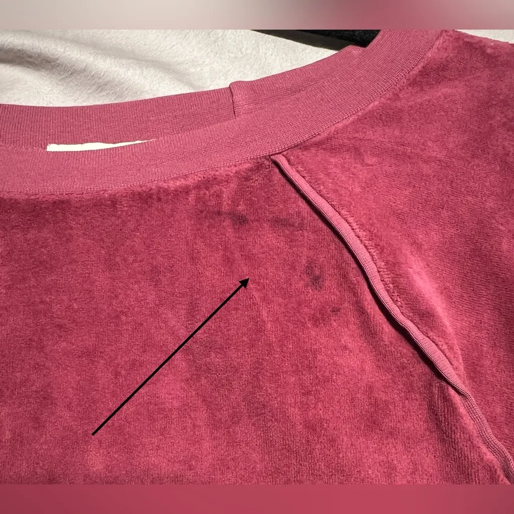 Suzie Kondi $250 Velour Raglan Top Sweater Deep Red Merlot Crew Neck - Image 5