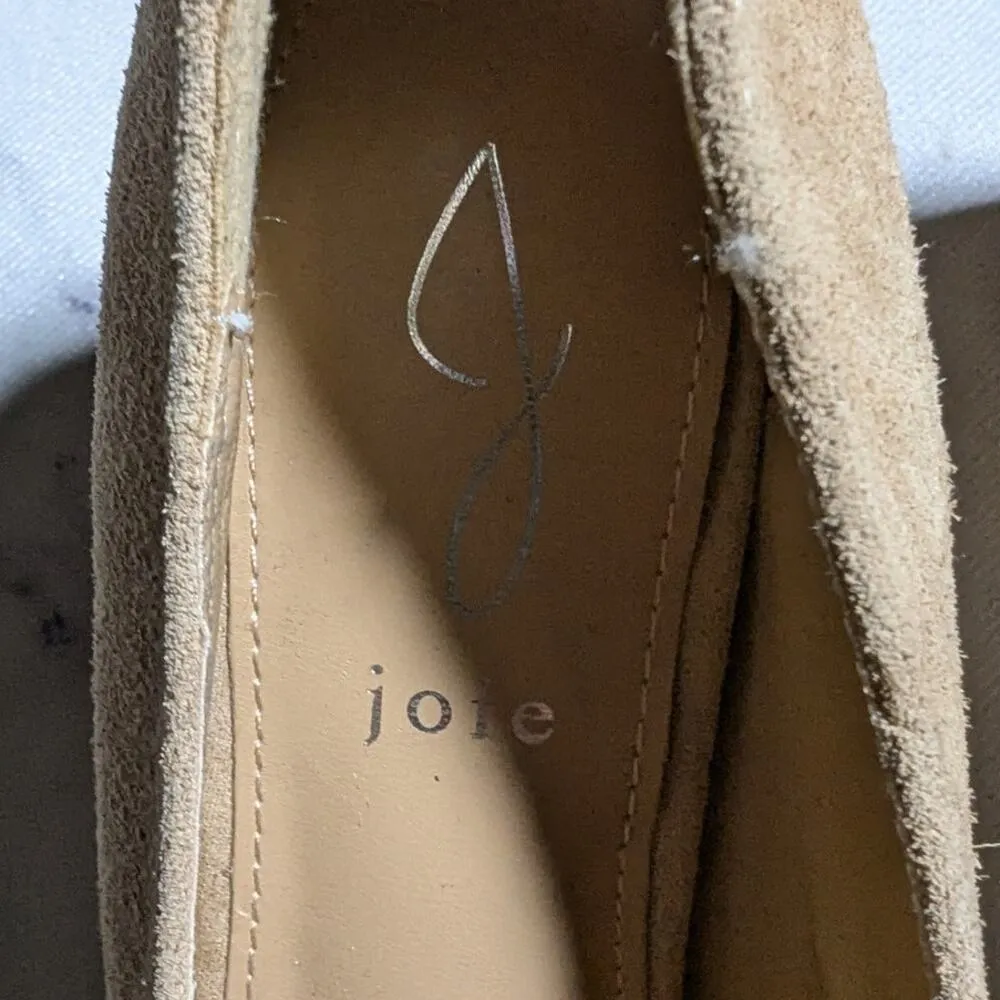 Joie Wevenly Beige Suede Wooden Block Heel Slip-On Minimalist Loafer Pumps Sz 9 - Image 5