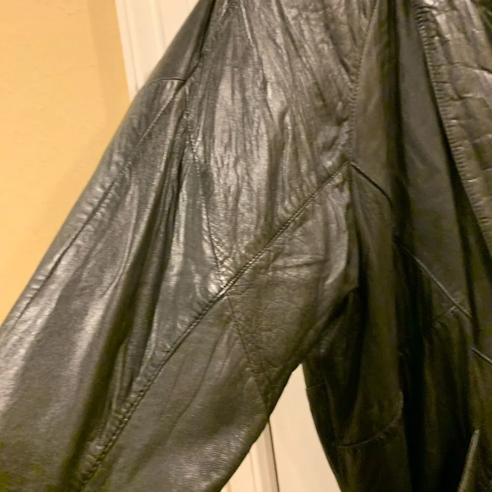 Vintage Pelle Studio Soft Leather Trench Coat by Wilson Leather Black Size M - Image 5