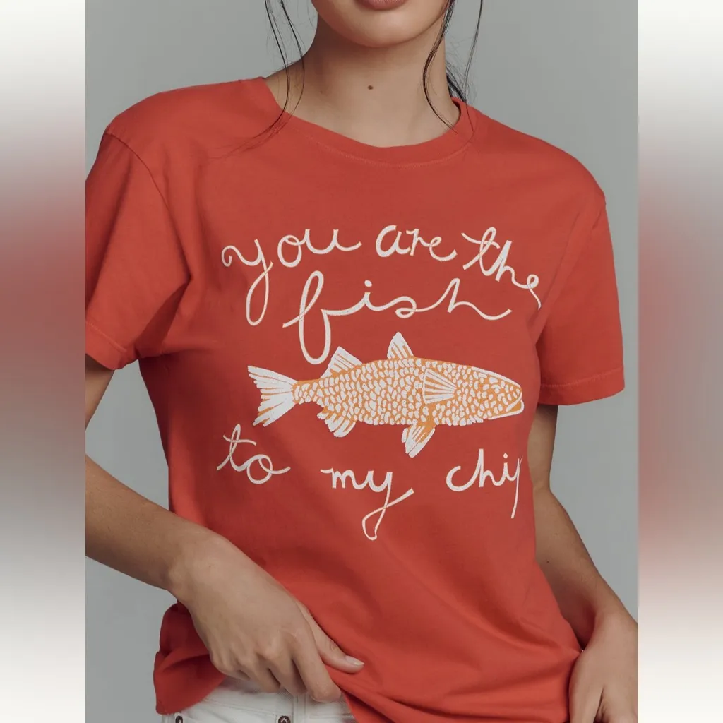 LETLUV for ANTHROPOLOGIE Graphic Tee NWT Size M You are the Fish to my Chips - Image 2