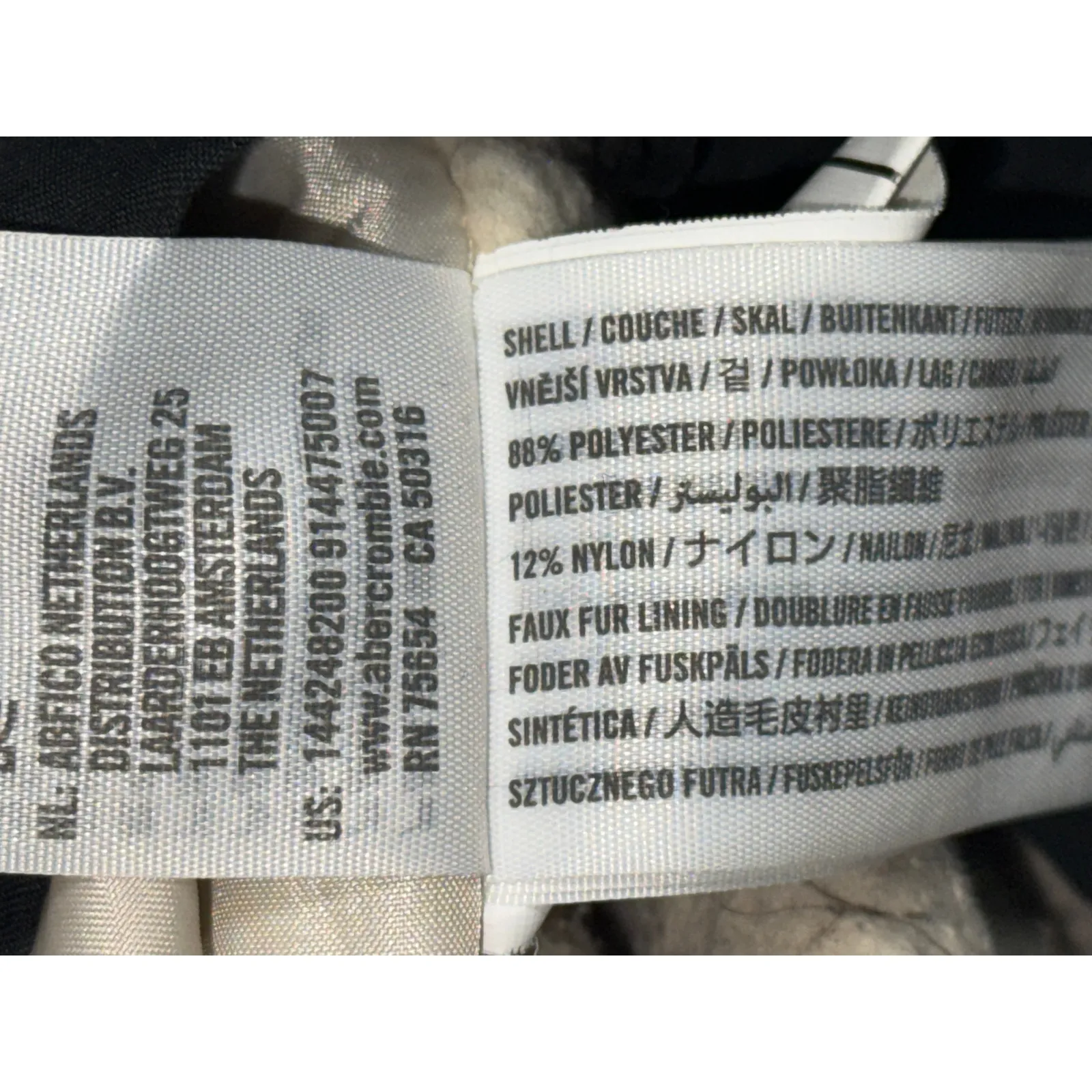 Abercrombie & Fitch Black Tan Sherpa Hooded Utility Parka Coat Jacket Womens M - Image 4