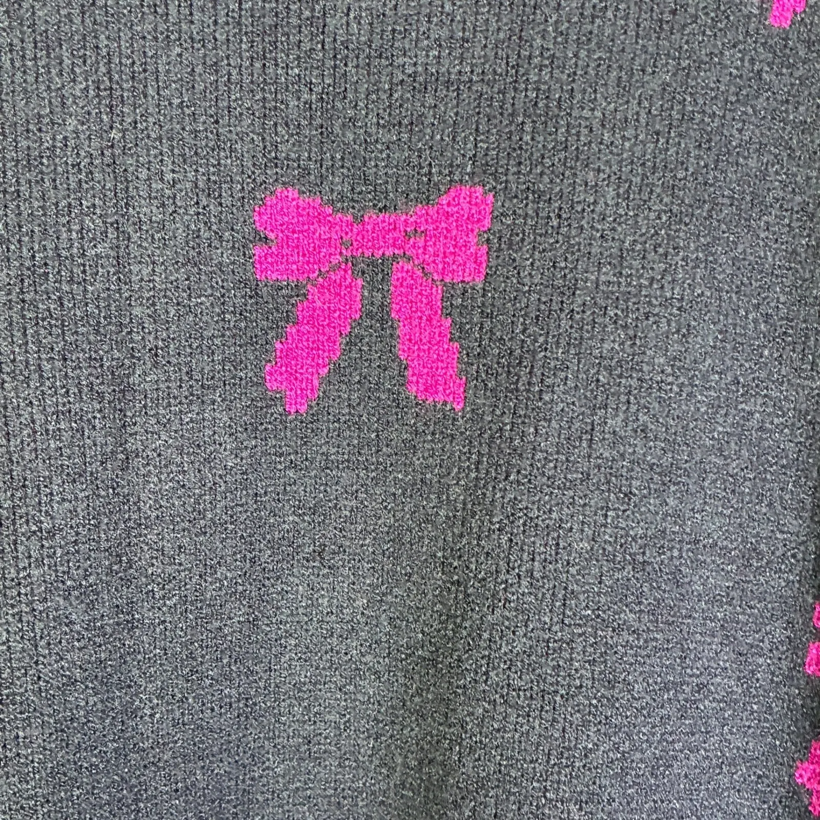 SHE + SKY Bow Knit Sweater Top Womens S Black Coquette Indie Y2K Short Sleeve - Image 3