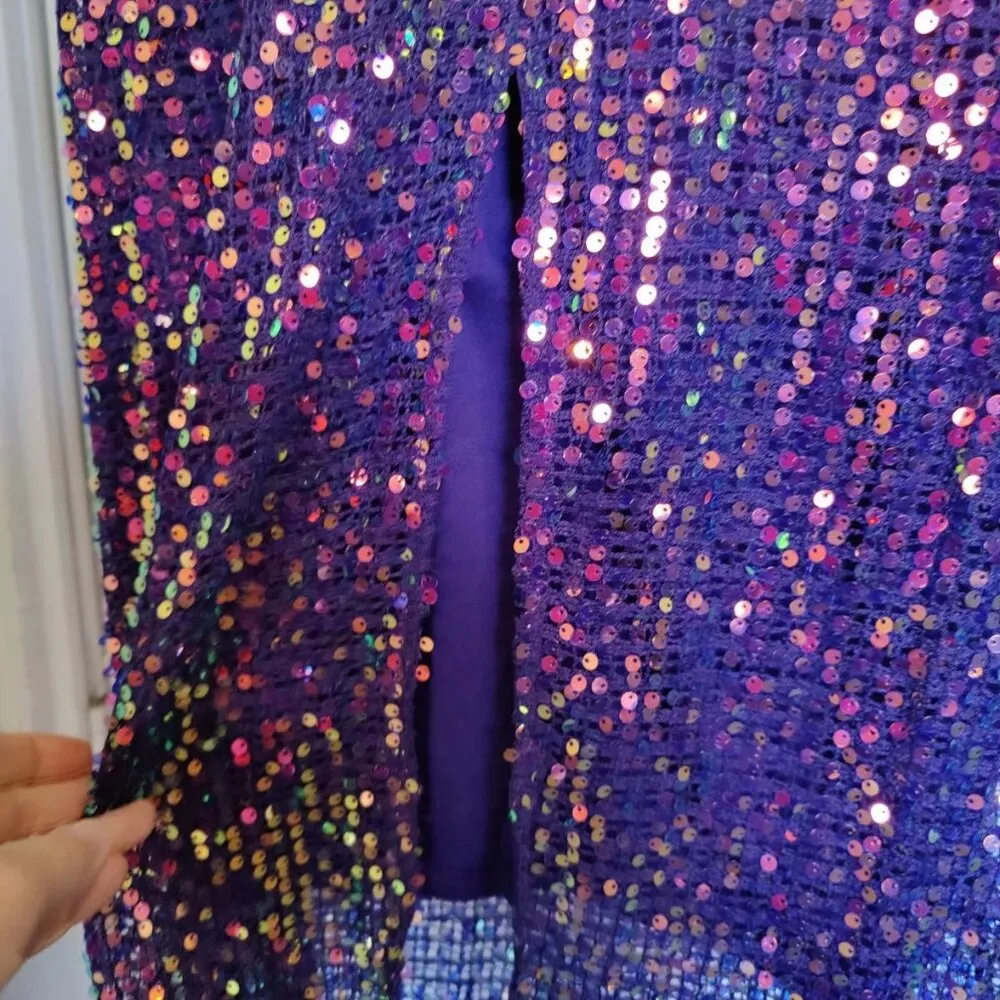 Wild Fable Navy Blue Rainbow Sequins Sleeveless Stretch Maxi Dress S NWOT - Image 6