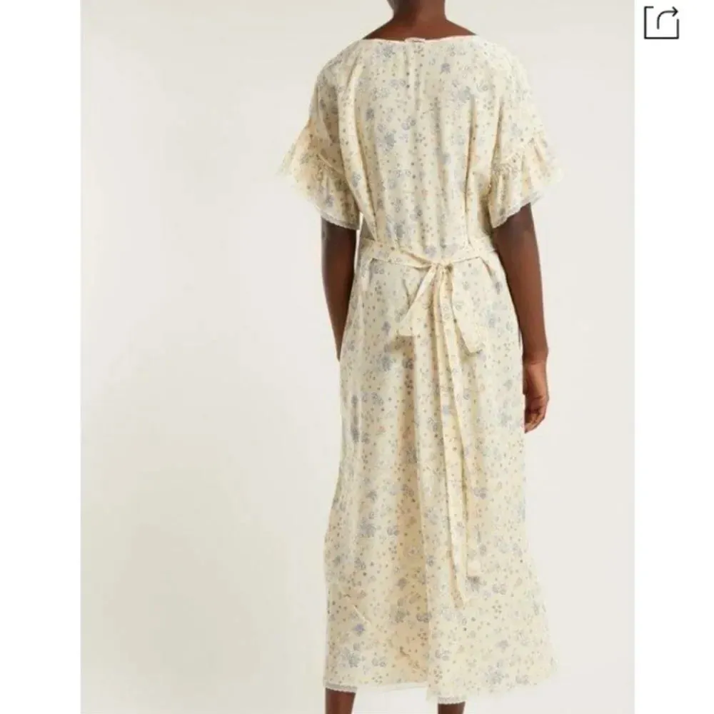 MIUMIU Silk Floral Print Crepe de Chine Maxi Dress in Nude size‎ 42 - Image 3