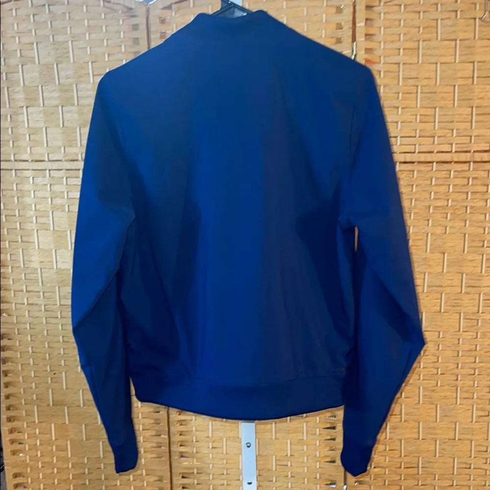 Adidas Blue Zip Jacket with Ribbed Cuffs - Image 3