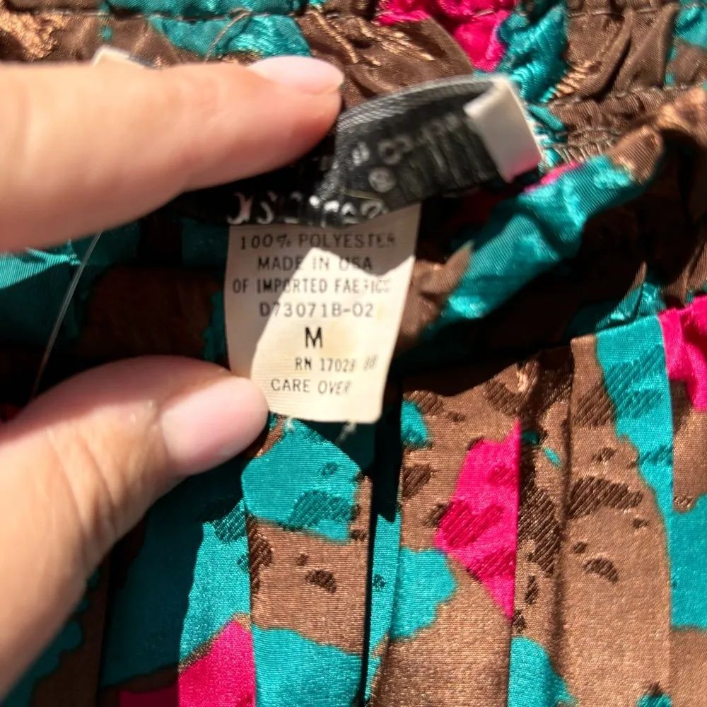 Vintage Andrea Gayle Skirt Petite Size Medium Pleated 80s 90s Retro Pink Green - Image 6