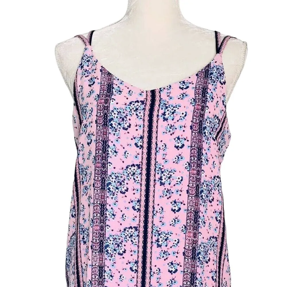 Pink Rose Dress Large Dusty Pink Floral Spaghetti Strap Lined New - Image 2