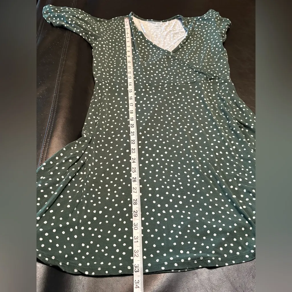41 Hawthorn Dark Green with Polka Dots Midi Dress size Large White - Image 11