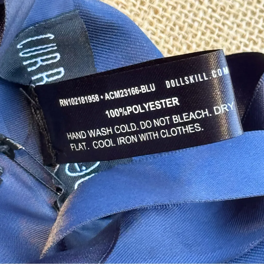 Doll kill Current Mood Satin Dress with Bow Straps Large Blue - Image 9