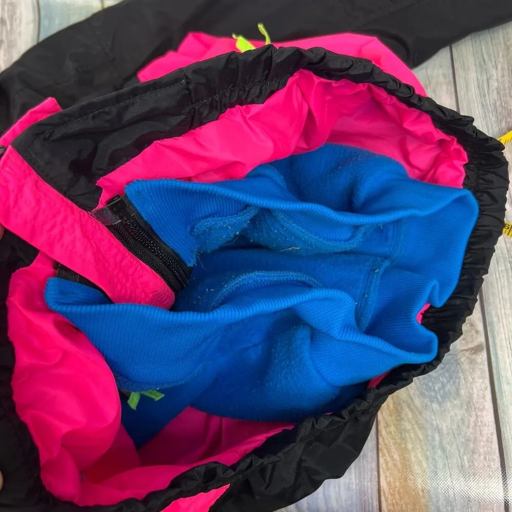 Columbia Vintage Ski Jacket 90s Large Neon Bugaboo Double Layer Coat Black Pink - Image 8