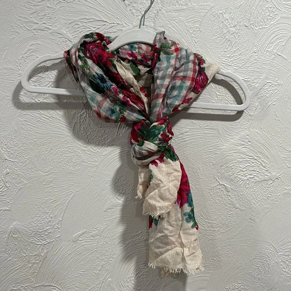 Talbots  wool blend floral and plaid lightweight scarf - Image 5