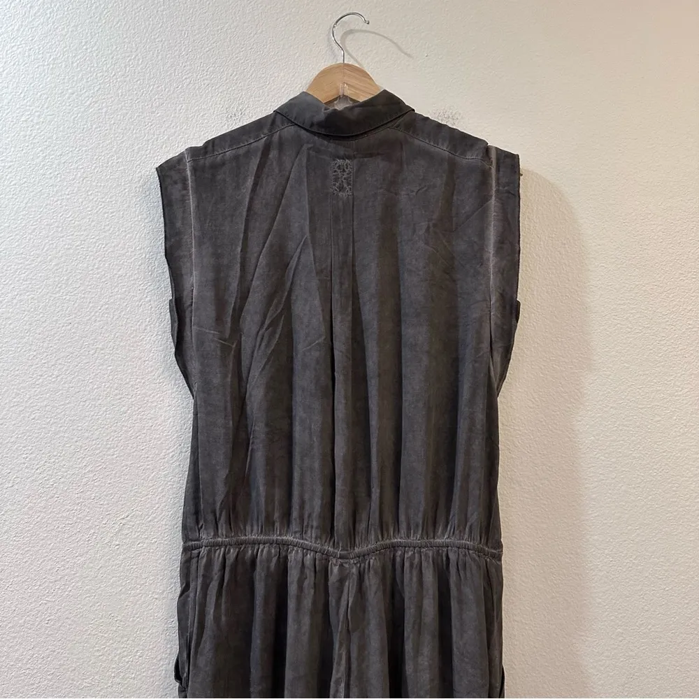 Soft Surroundings Camilla Jumpsuit Front Tie Button Size M Petite Grey - Image 6