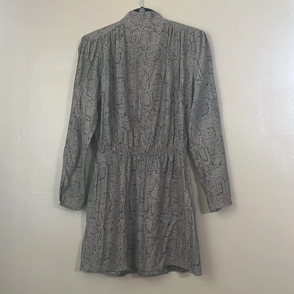 Parker Luxury 100% Silk Olive Green/Black Elastic Waist Wrap Dress Sz M - Image 2