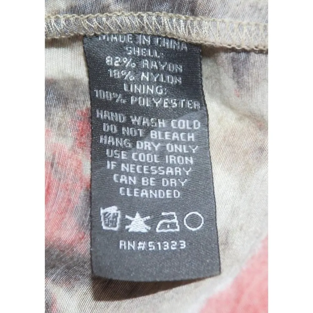 Vince Camuto Brown Orange Dress Size 6 Elastic Waist Pockets V-Neck Cap Sleeves - Image 7