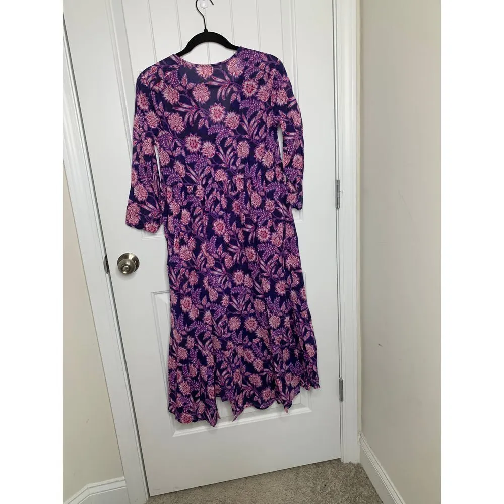 Xirena Floral Long Sleeve Midi Dress Botanical boho‎ Print Size Small Purple - Image 6
