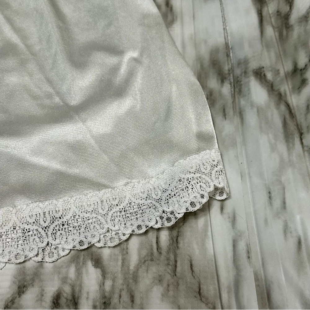 Whimsigoth Fairycore Vintage White Lace Trim Slip Skirt Women Sz XL Made In USA - Image 6
