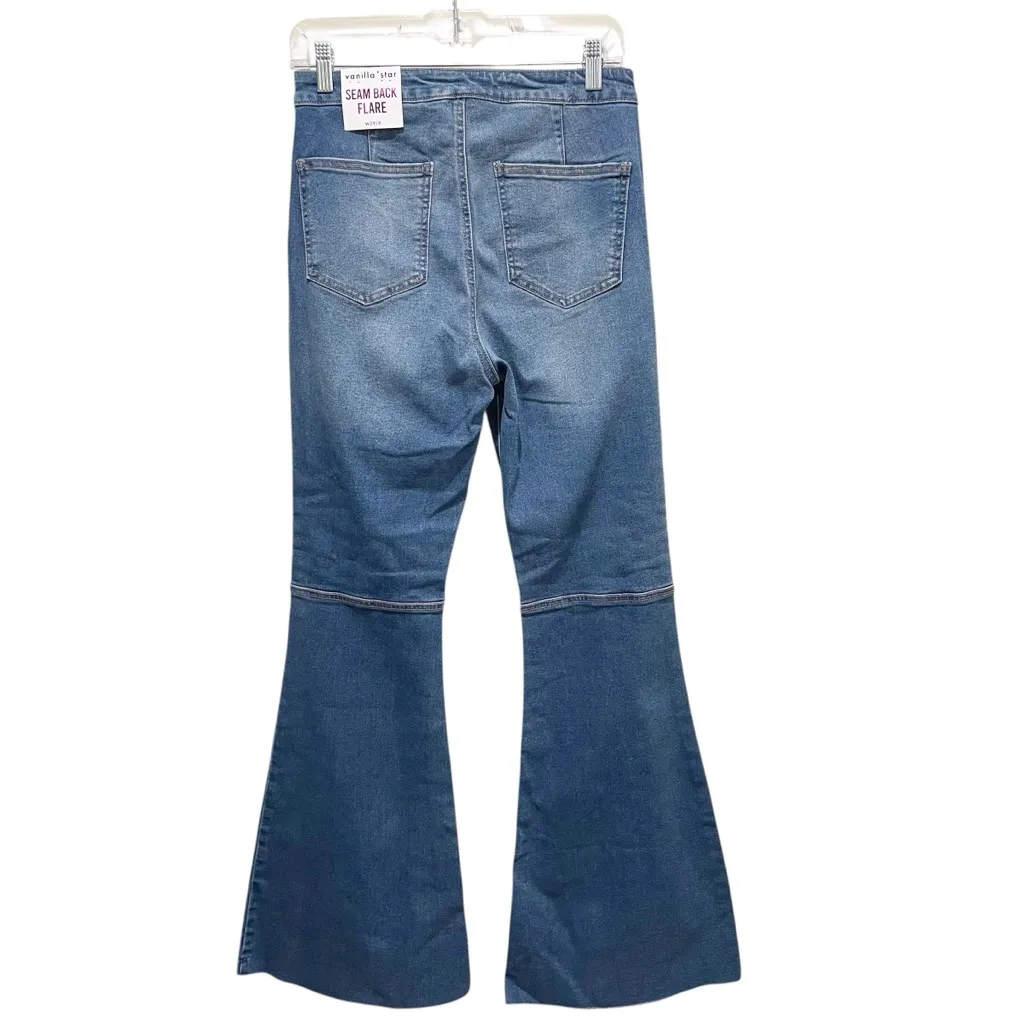 Vanilla Star Seam Back Flare Distressed Blue Jeans Womens Junior Size 9 W29 - Image 5