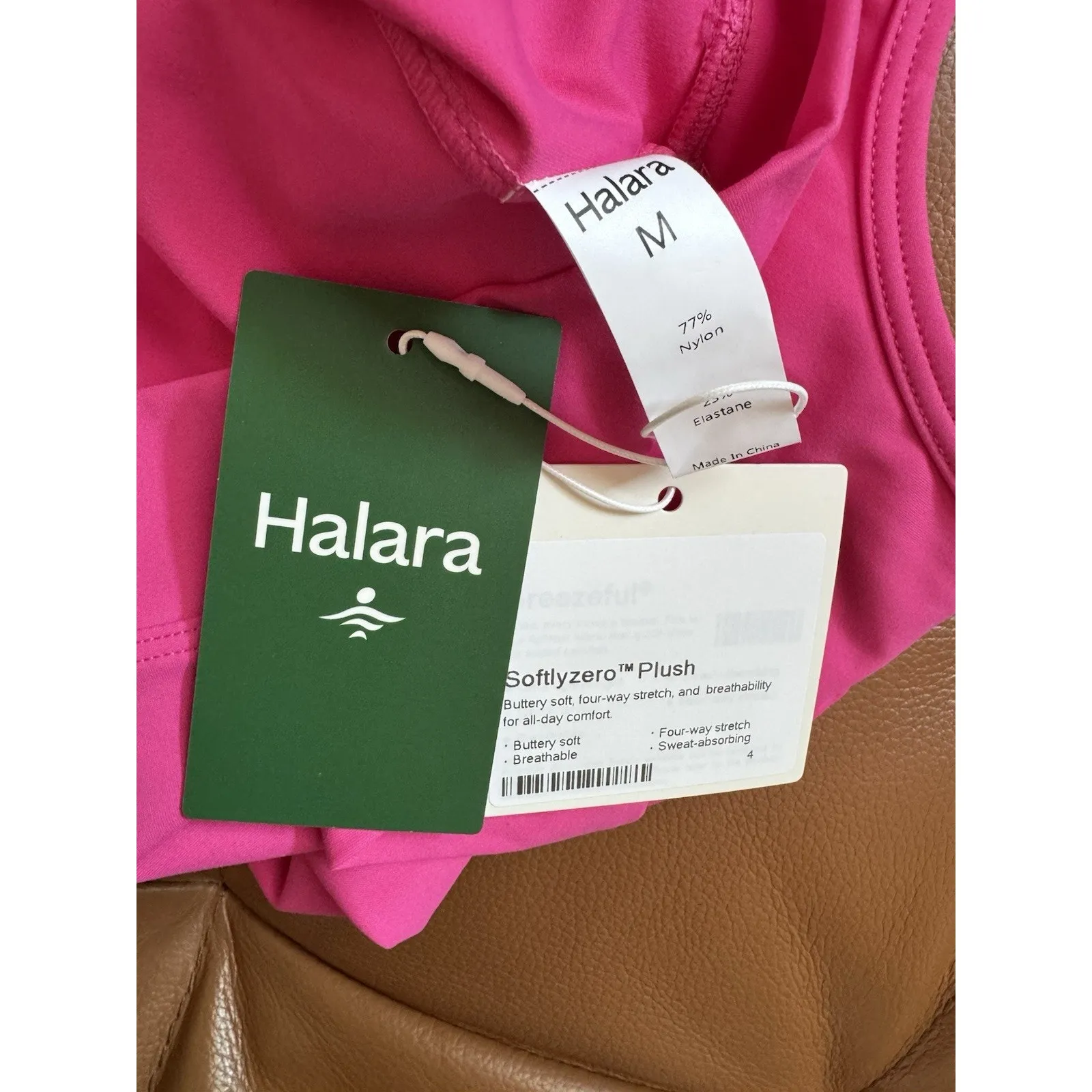 NWT Halara Softlyzero Plush Crossover Hem Cropped Pink Short Sleeve Shirt Medium - Image 8