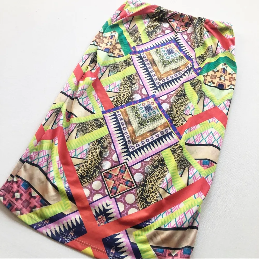 Lapis Geometric Print Pencil Skirt - Image 3