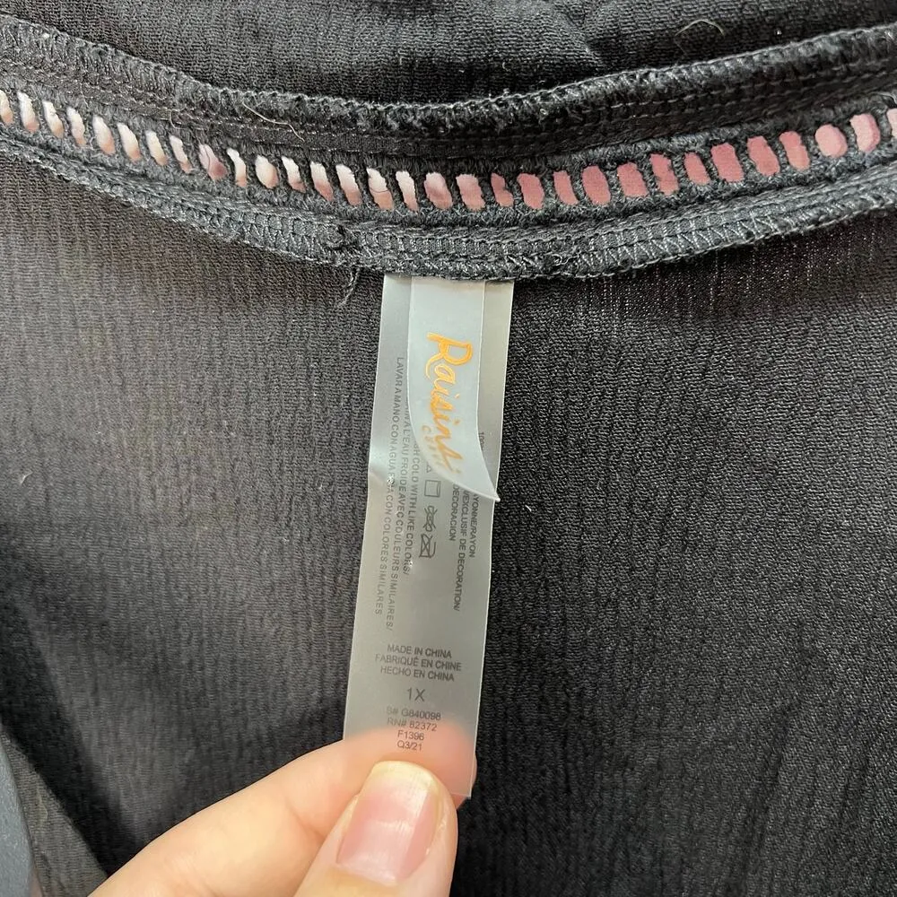 Raisins Curve Samba Solids Black Cold-Shoulder Caftan Swim Cover-up Size 1X New - Image 6