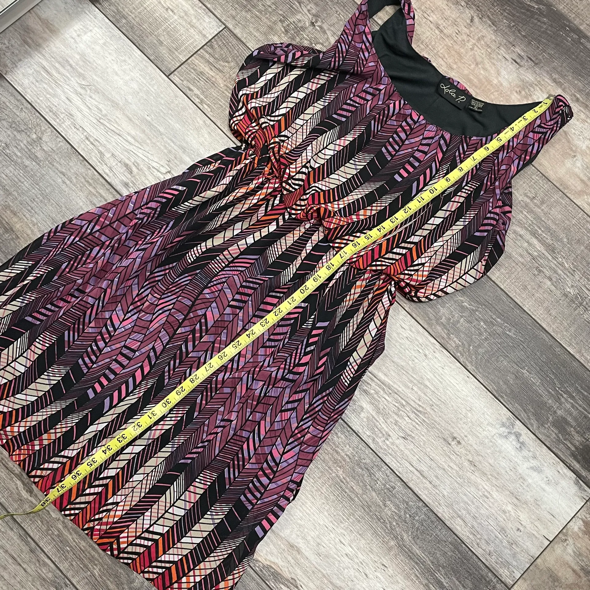 Lola P Large Sleeveless Geometric Blouson Dress - Image 9