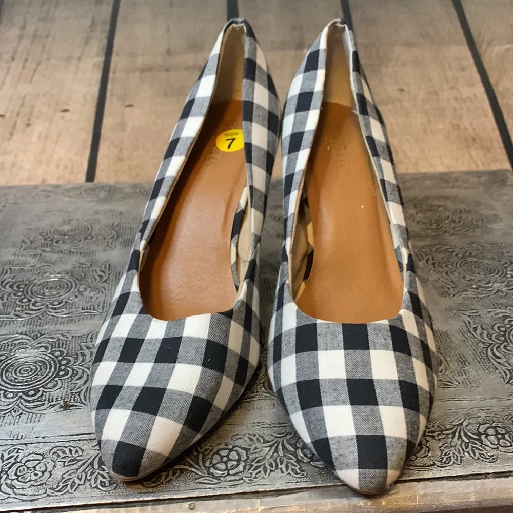 Seychelles Black & White Checked Block Heels Size 7 - Image 6