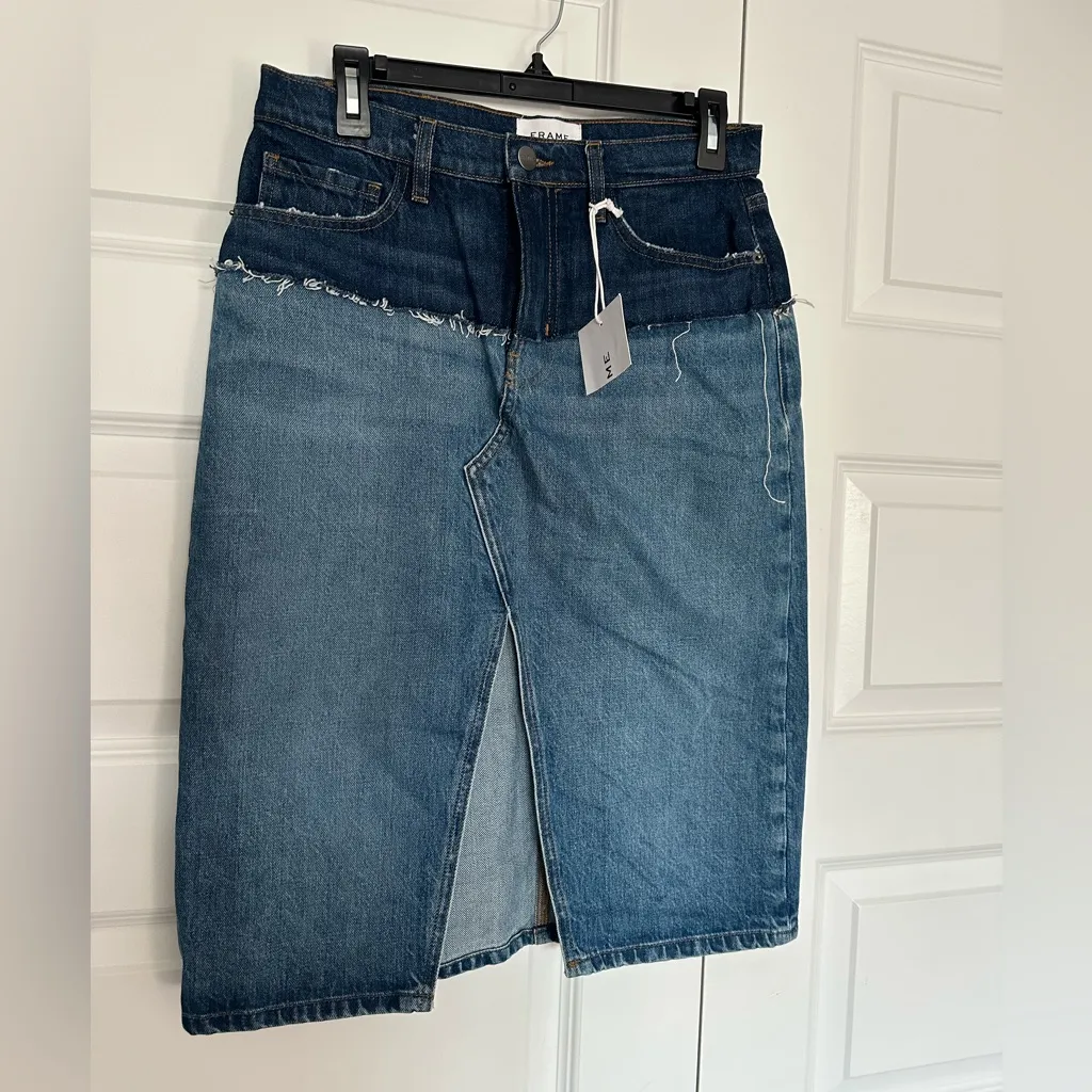 frame denim Frame Reconstructed Denim Ombré Midi skirt- NWT‎ - Image 5