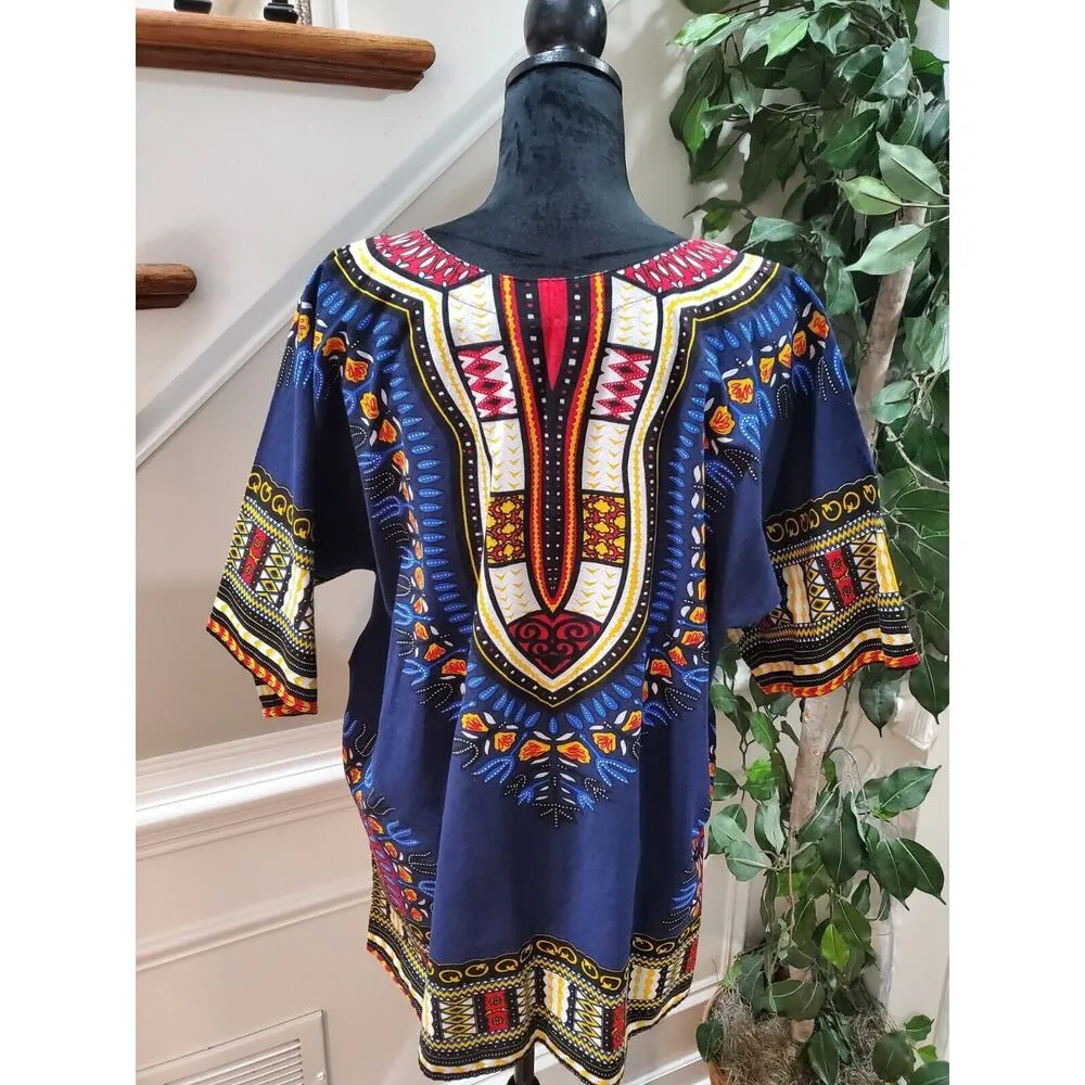 It Girl Women's African Print Cotton Sweetheart Neck Long Sleeve Blouse 2X - Image 7