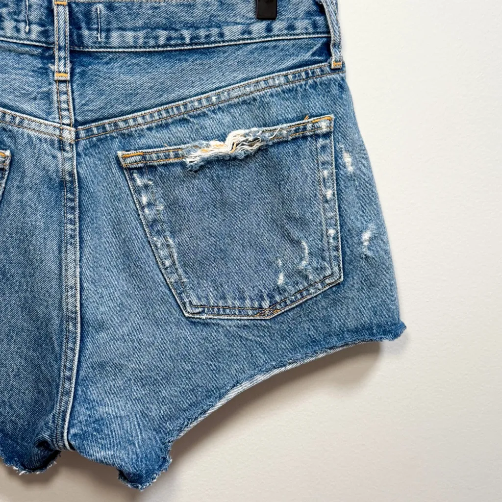 Agolde Parker denim shorts high rise distressed cutoff jean shorts western beach - Image 10