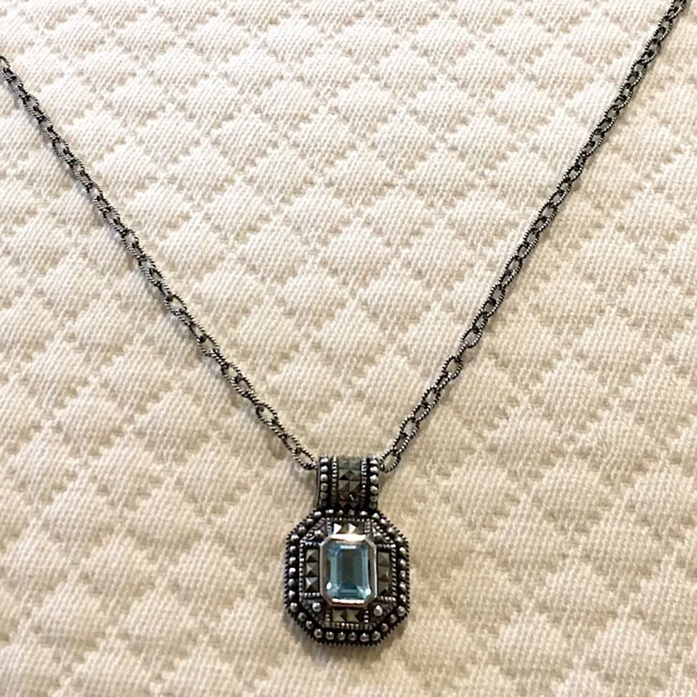 JUDITH JACK Blue Topaz Marcasite Sterling Silver Necklace - Image 2