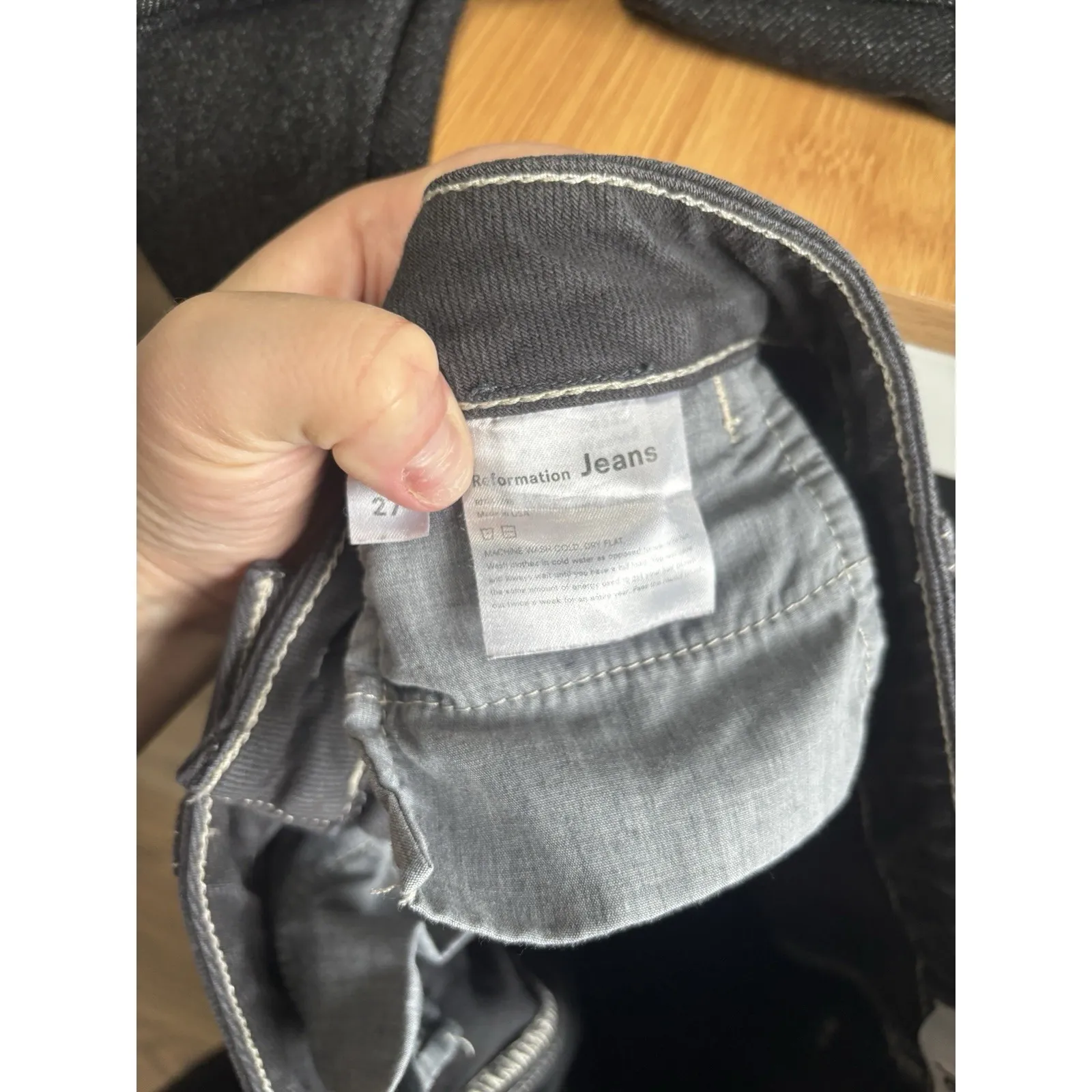 Reformation Lexi High Rise Wide Leg Button Fly Jean Washed Black Size‎ 27 - Image 11