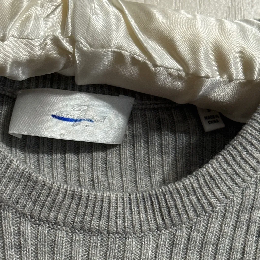 💖 7 For All Mankind Gray Ribbed Puff Long Sleeve Top - Image 4